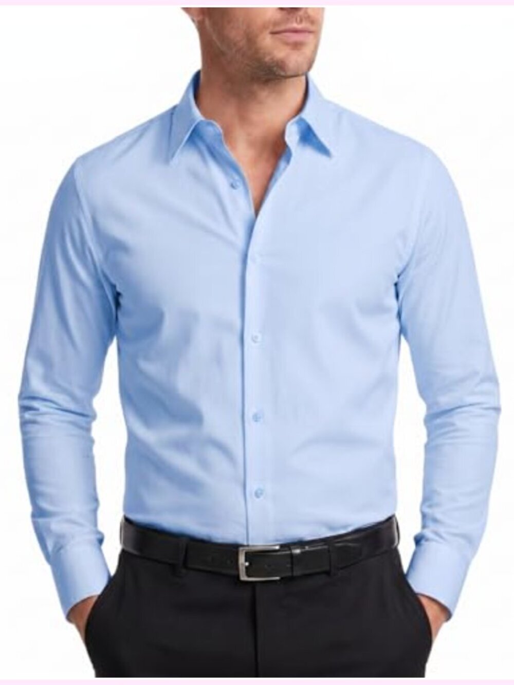Men's Regular Fit Dress Shirt Stretch Wrinkle-Free Long Sleeve Button Up